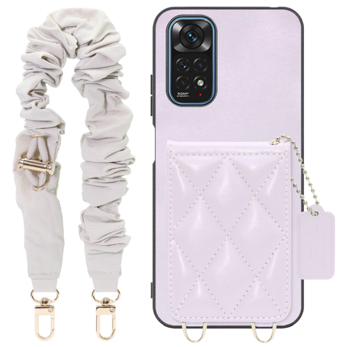 [ LOOF SWEET-SHELL SHUSHU ] Xiaomi Redmi Note 11 redminote11 note11 スマホケース キルティング加工のカードケース付き シュシュストラップ付き マグネット内蔵 カード収納 本革 パステルカラー [ Redmi Note 11 ]