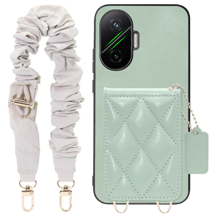 [ LOOF SWEET-SHELL SHUSHU ] POCO F7 Xiaomi シャオミ スマホケース キルティング加工のカードケース付き シュシュストラップ付き マグネット内蔵 カード収納 本革 パステルカラー [ POCO F7 ]