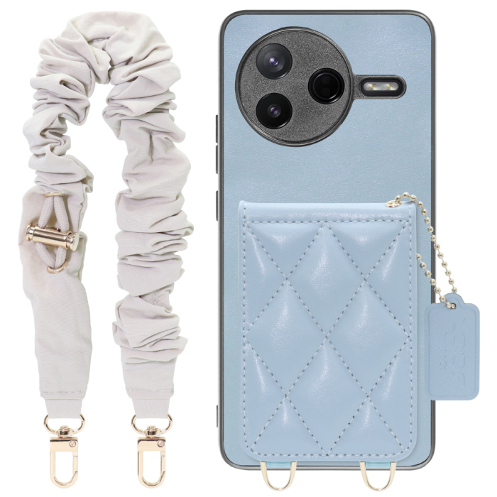 [ LOOF SWEET-SHELL SHUSHU ] POCO F7 Pro Xiaomi シャオミ スマホケース キルティング加工のカードケース付き シュシュストラップ付き マグネット内蔵 カード収納 本革 パステルカラー [ POCO F7 Pro ]