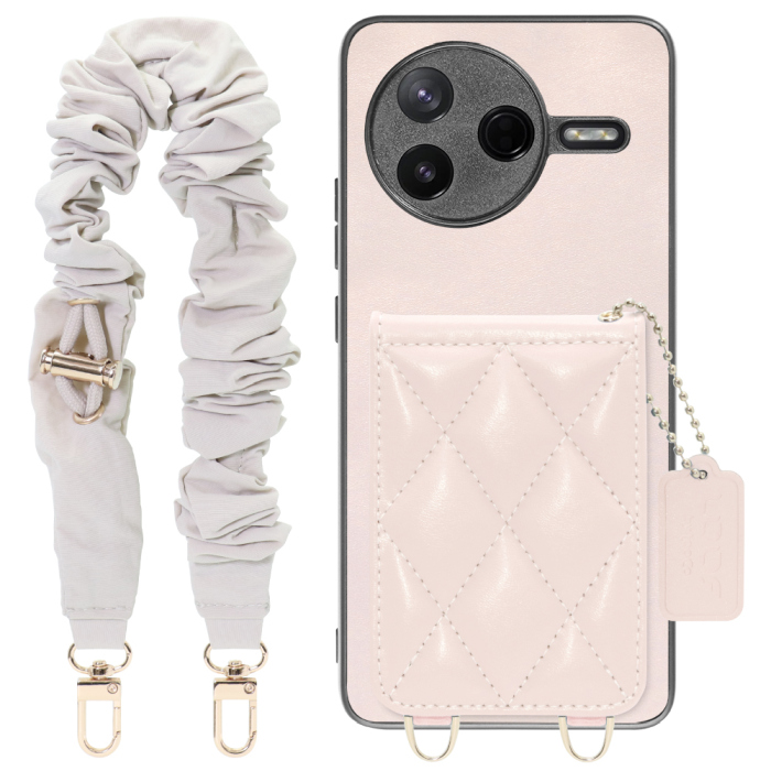 [ LOOF SWEET-SHELL SHUSHU ] POCO F7 Pro Xiaomi シャオミ スマホケース キルティング加工のカードケース付き シュシュストラップ付き マグネット内蔵 カード収納 本革 パステルカラー [ POCO F7 Pro ]