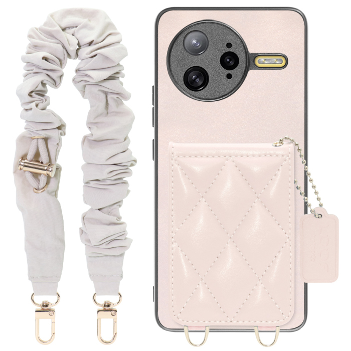 [ LOOF SWEET-SHELL SHUSHU ] POCO F7 Ultra Xiaomi シャオミ スマホケース キルティング加工のカードケース付き シュシュストラップ付き マグネット内蔵 カード収納 本革 パステルカラー [ POCO F7 Ultra ]