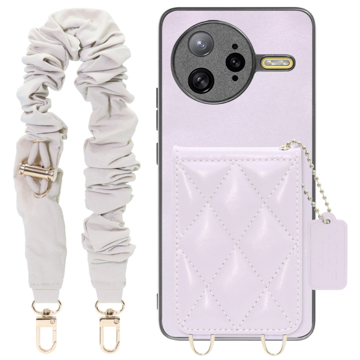 [ LOOF SWEET-SHELL SHUSHU ] POCO F7 Ultra Xiaomi シャオミ スマホケース キルティング加工のカードケース付き シュシュストラップ付き マグネット内蔵 カード収納 本革 パステルカラー [ POCO F7 Ultra ]