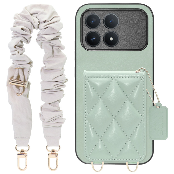 [ LOOF SWEET-SHELL SHUSHU ] POCO F8 Pro Xiaomi スマホケース キルティング加工のカードケース付き シュシュストラップ付き マグネット内蔵 カード収納 本革 パステルカラー [ POCO F8 Pro ]