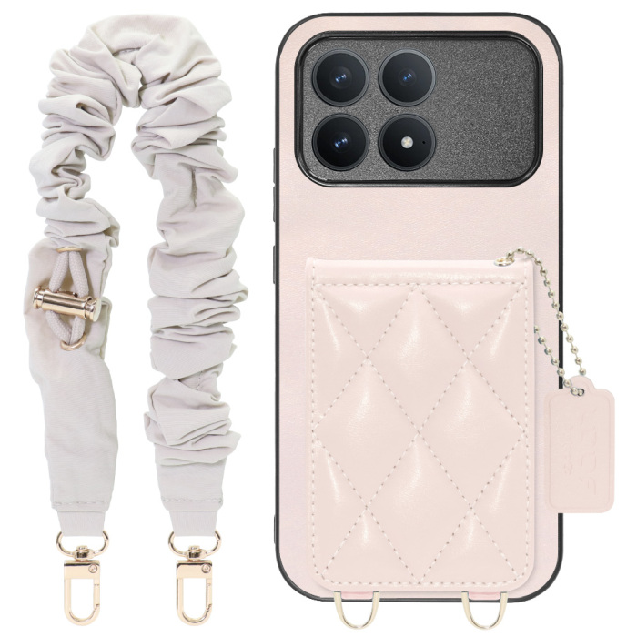 [ LOOF SWEET-SHELL SHUSHU ] POCO F8 Pro Xiaomi スマホケース キルティング加工のカードケース付き シュシュストラップ付き マグネット内蔵 カード収納 本革 パステルカラー [ POCO F8 Pro ]