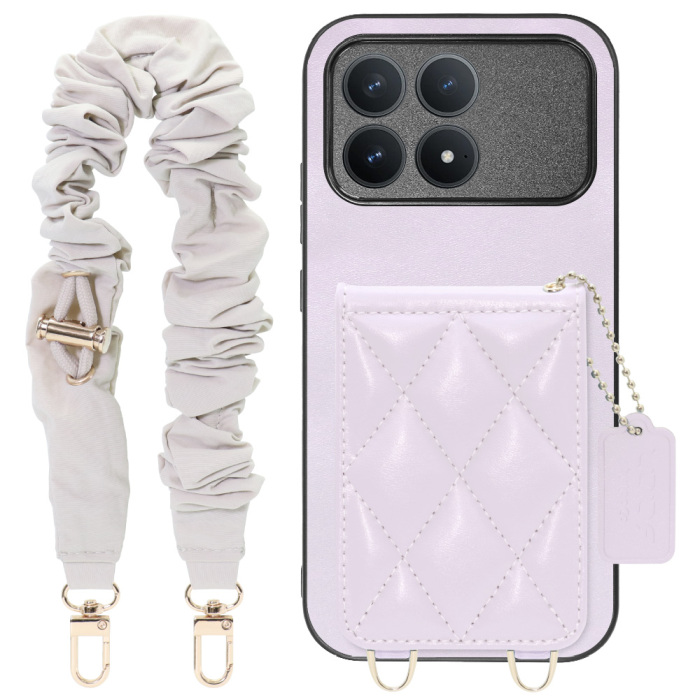 [ LOOF SWEET-SHELL SHUSHU ] POCO F8 Pro Xiaomi スマホケース キルティング加工のカードケース付き シュシュストラップ付き マグネット内蔵 カード収納 本革 パステルカラー [ POCO F8 Pro ]