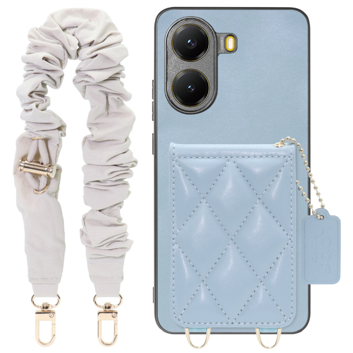 [ LOOF SWEET-SHELL SHUSHU ] POCO X7 Pro Xiaomi スマホケース キルティング加工のカードケース付き シュシュストラップ付き マグネット内蔵 カード収納 本革 パステルカラー [ POCO X7 Pro ]