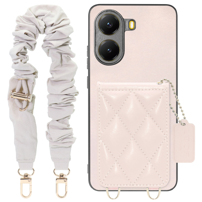 [ LOOF SWEET-SHELL SHUSHU ] POCO X7 Pro Xiaomi スマホケース キルティング加工のカードケース付き シュシュストラップ付き マグネット内蔵 カード収納 本革 パステルカラー [ POCO X7 Pro ]