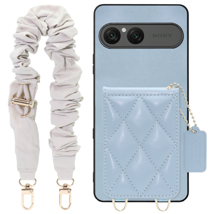 [ LOOF SWEET-SHELL SHUSHU ] Xperia 10 VII エクスペリア XQ-FE44 スマホケース キルティング加工のカードケース付き シュシュストラップ付き マグネット内蔵 カード収納 本革 パステルカラー [ Xperia 10 VII 用 ]