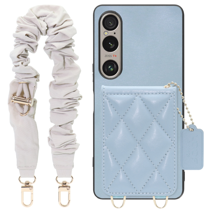 [ LOOF SWEET-SHELL SHUSHU ] Xperia 1 VI  スマホケース キルティング加工のカードケース付き シュシュストラップ付き マグネット内蔵 カード収納 本革 パステルカラー [ Xperia 1 VI ]