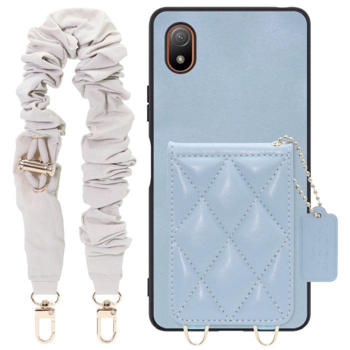 [ LOOF SWEET-SHELL SHUSHU ] Xperia Ace III SO-53C / SOG08 aceⅢ ace3 スマホケース キルティング加工のカードケース付き シュシュストラップ付き マグネット内蔵 カード収納 本革 パステルカラー [ Xperia Ace III ]