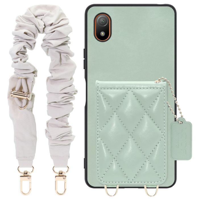 [ LOOF SWEET-SHELL SHUSHU ] Xperia Ace III SO-53C / SOG08 aceⅢ ace3 スマホケース キルティング加工のカードケース付き シュシュストラップ付き マグネット内蔵 カード収納 本革 パステルカラー [ Xperia Ace III ]