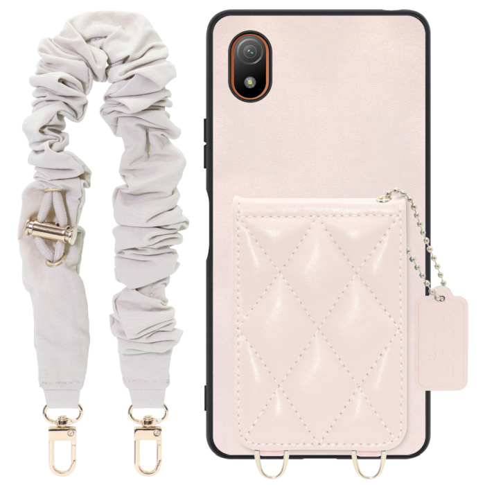 [ LOOF SWEET-SHELL SHUSHU ] Xperia Ace III SO-53C / SOG08 aceⅢ ace3 スマホケース キルティング加工のカードケース付き シュシュストラップ付き マグネット内蔵 カード収納 本革 パステルカラー [ Xperia Ace III ]