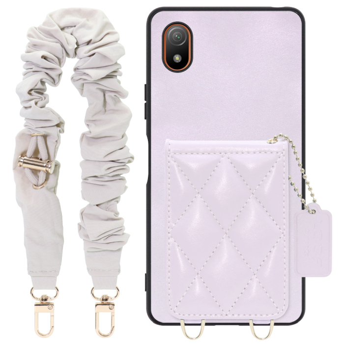 [ LOOF SWEET-SHELL SHUSHU ] Xperia Ace III SO-53C / SOG08 aceⅢ ace3 スマホケース キルティング加工のカードケース付き シュシュストラップ付き マグネット内蔵 カード収納 本革 パステルカラー [ Xperia Ace III ]