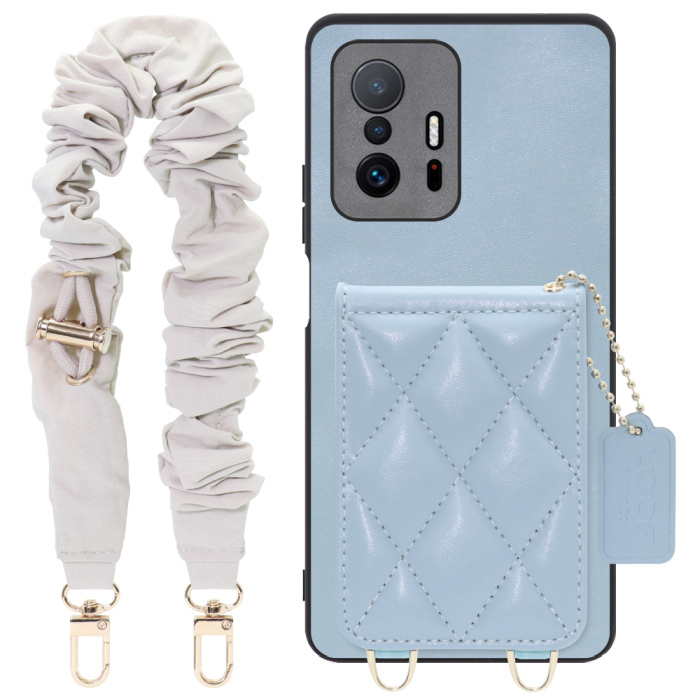 [ LOOF SWEET-SHELL SHUSHU ] Xiaomi 11T / 11T Pro xiaomi11t xiaomi11tpro 11tpro スマホケース キルティング加工のカードケース付き シュシュストラップ付き マグネット内蔵 カード収納 本革 パステルカラー [ Xiaomi 11T / 11T Pro ]