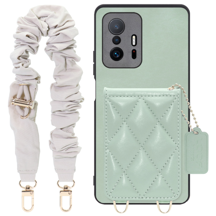 [ LOOF SWEET-SHELL SHUSHU ] Xiaomi 11T / 11T Pro xiaomi11t xiaomi11tpro 11tpro スマホケース キルティング加工のカードケース付き シュシュストラップ付き マグネット内蔵 カード収納 本革 パステルカラー [ Xiaomi 11T / 11T Pro ]