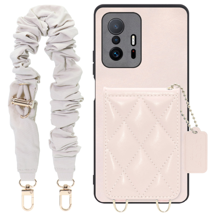 [ LOOF SWEET-SHELL SHUSHU ] Xiaomi 11T / 11T Pro xiaomi11t xiaomi11tpro 11tpro スマホケース キルティング加工のカードケース付き シュシュストラップ付き マグネット内蔵 カード収納 本革 パステルカラー [ Xiaomi 11T / 11T Pro ]