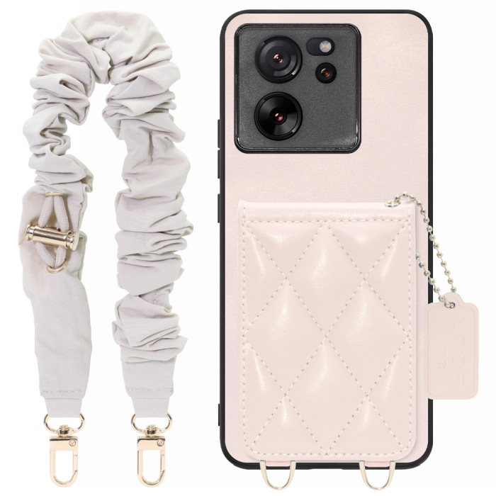 [ LOOF SWEET-SHELL SHUSHU ] Xiaomi 13T / 13T Pro XIG04 13 T 13TPro スマホケース キルティング加工のカードケース付き シュシュストラップ付き マグネット内蔵 カード収納 本革 パステルカラー [ Xiaomi 13T / 13T Pro ]