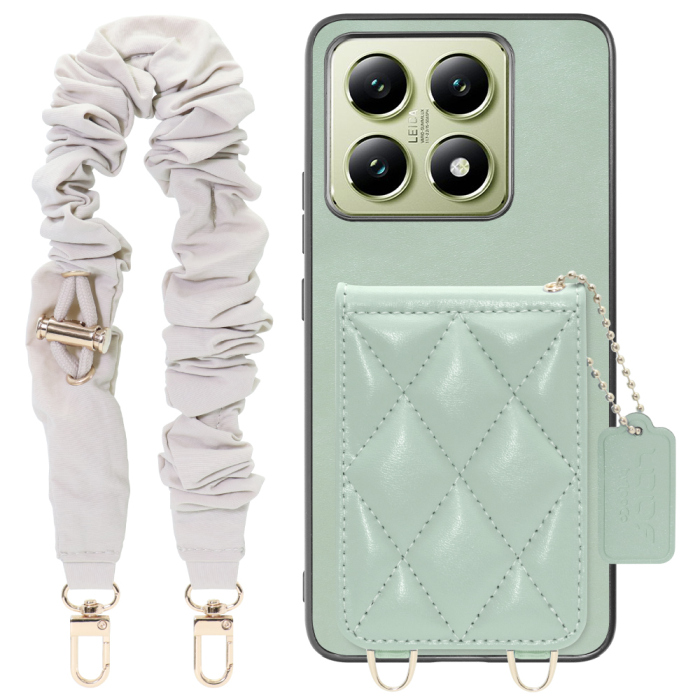 [ LOOF SWEET-SHELL SHUSHU ] Xiaomi 14T XIG06 スマホケース キルティング加工のカードケース付き シュシュストラップ付き マグネット内蔵 カード収納 本革 パステルカラー [ Xiaomi 14T ]