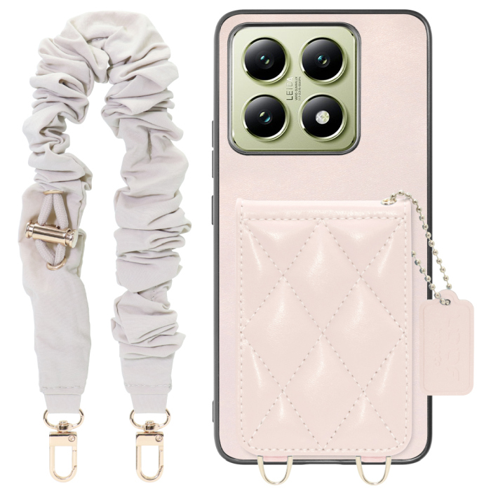 [ LOOF SWEET-SHELL SHUSHU ] Xiaomi 14T XIG06 スマホケース キルティング加工のカードケース付き シュシュストラップ付き マグネット内蔵 カード収納 本革 パステルカラー [ Xiaomi 14T ]