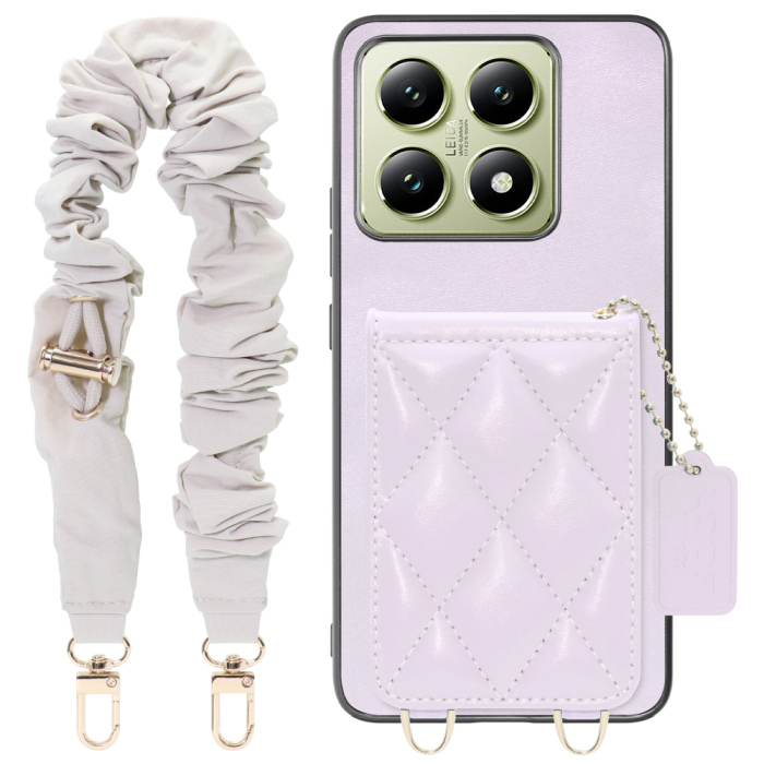 [ LOOF SWEET-SHELL SHUSHU ] Xiaomi 14T XIG06 スマホケース キルティング加工のカードケース付き シュシュストラップ付き マグネット内蔵 カード収納 本革 パステルカラー [ Xiaomi 14T ]