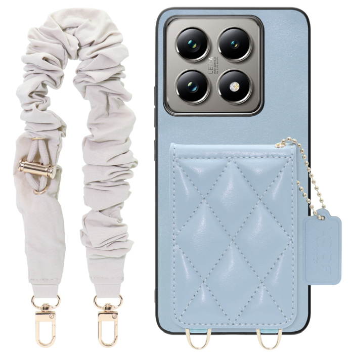 [ LOOF SWEET-SHELL SHUSHU ] Xiaomi 14T Pro  14TPro スマホケース キルティング加工のカードケース付き シュシュストラップ付き マグネット内蔵 カード収納 本革 パステルカラー [ Xiaomi 14T Pro  ]