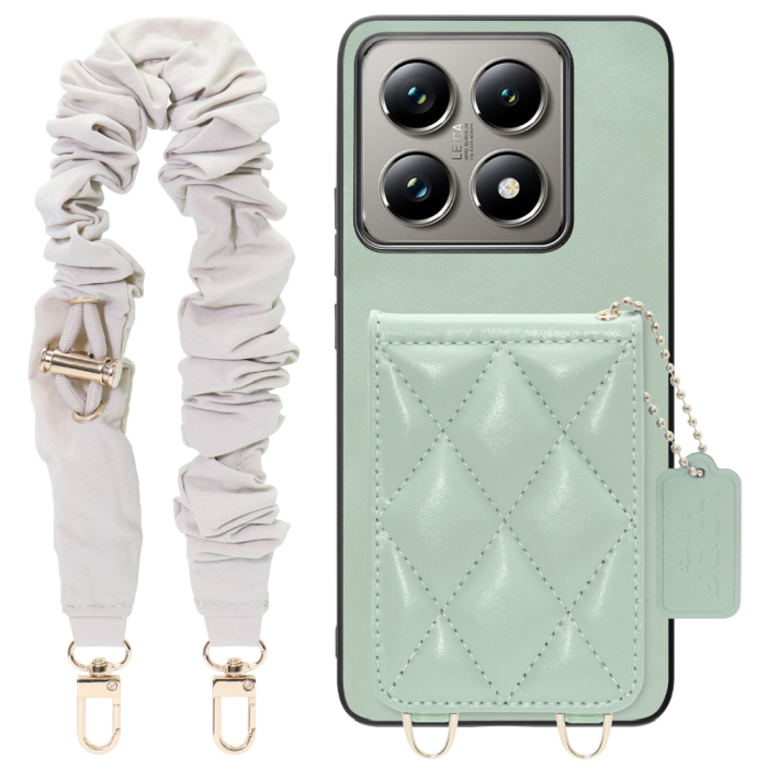 [ LOOF SWEET-SHELL SHUSHU ] Xiaomi 14T Pro  14TPro スマホケース キルティング加工のカードケース付き シュシュストラップ付き マグネット内蔵 カード収納 本革 パステルカラー [ Xiaomi 14T Pro  ]