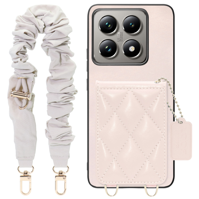 [ LOOF SWEET-SHELL SHUSHU ] Xiaomi 14T Pro  14TPro スマホケース キルティング加工のカードケース付き シュシュストラップ付き マグネット内蔵 カード収納 本革 パステルカラー [ Xiaomi 14T Pro  ]