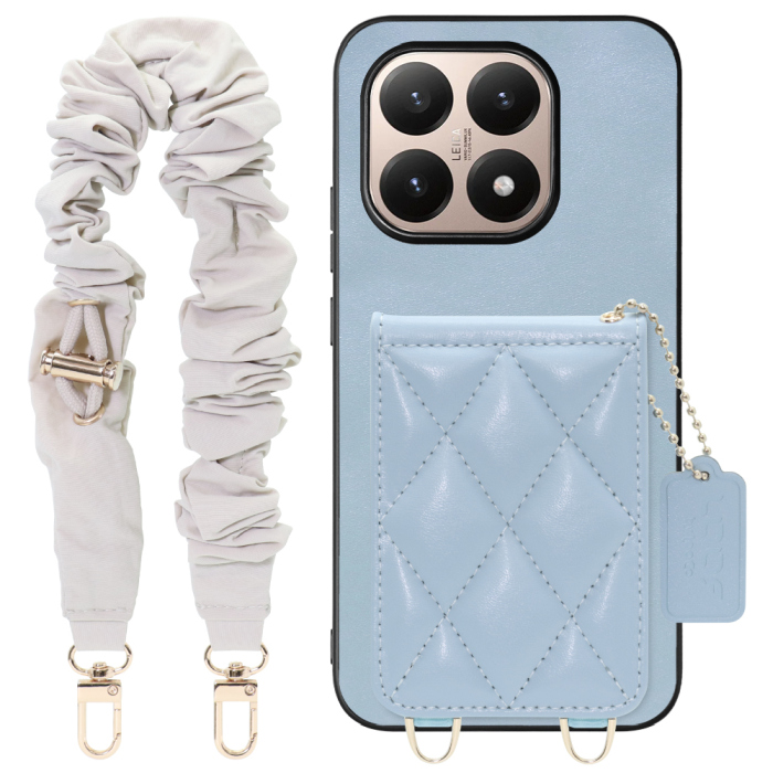 [ LOOF SWEET-SHELL SHUSHU ] Xiaomi 15T シャオミ 15T スマホケース キルティング加工のカードケース付き シュシュストラップ付き マグネット内蔵 カード収納 本革 パステルカラー [ Xiaomi 15T ]