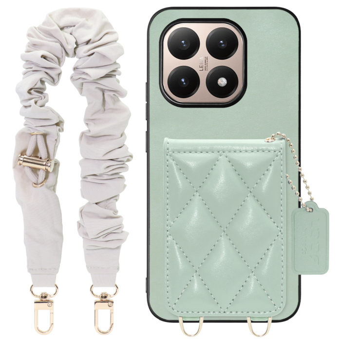 [ LOOF SWEET-SHELL SHUSHU ] Xiaomi 15T シャオミ 15T スマホケース キルティング加工のカードケース付き シュシュストラップ付き マグネット内蔵 カード収納 本革 パステルカラー [ Xiaomi 15T ]