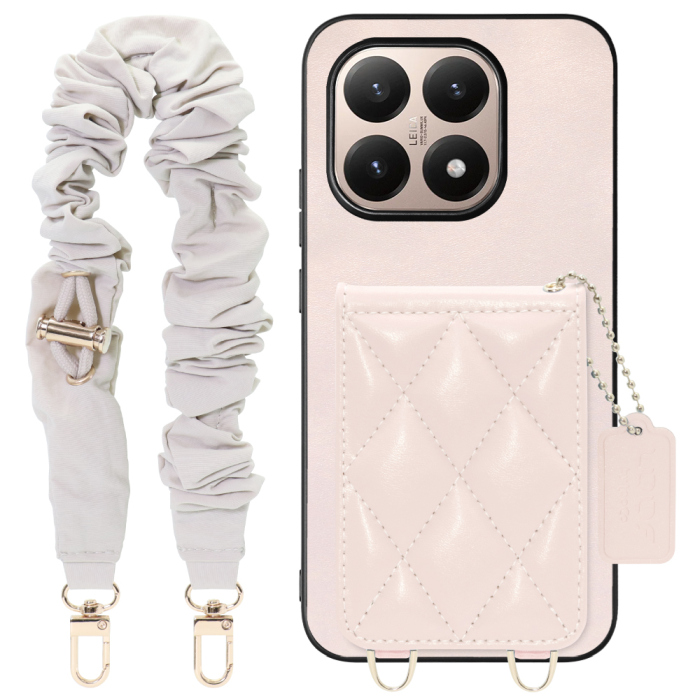 [ LOOF SWEET-SHELL SHUSHU ] Xiaomi 15T シャオミ 15T スマホケース キルティング加工のカードケース付き シュシュストラップ付き マグネット内蔵 カード収納 本革 パステルカラー [ Xiaomi 15T ]