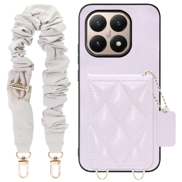 [ LOOF SWEET-SHELL SHUSHU ] Xiaomi 15T シャオミ 15T スマホケース キルティング加工のカードケース付き シュシュストラップ付き マグネット内蔵 カード収納 本革 パステルカラー [ Xiaomi 15T ]