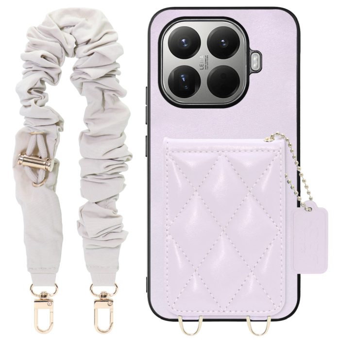 [ LOOF SWEET-SHELL SHUSHU ] Xiaomi 15T Pro シャオミ 15T Pro スマホケース キルティング加工のカードケース付き シュシュストラップ付き マグネット内蔵 カード収納 本革 パステルカラー [ Xiaomi 15T Pro ]