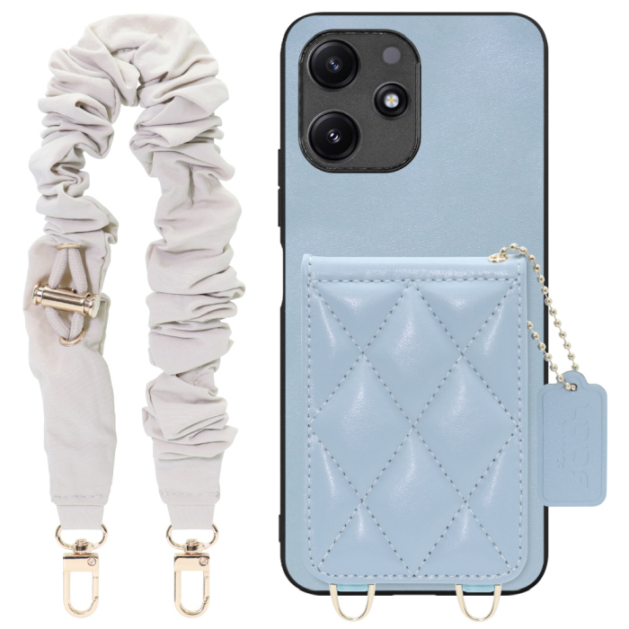 [ LOOF SWEET-SHELL SHUSHU ] Xiaomi Redmi 12 5G XIG03 Redmi12 5G スマホケース キルティング加工のカードケース付き シュシュストラップ付き マグネット内蔵 カード収納 本革 パステルカラー [ Xiaomi Redmi 12 5G ]