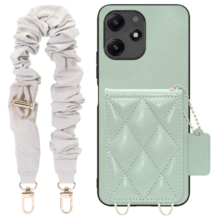 [ LOOF SWEET-SHELL SHUSHU ] Xiaomi Redmi 12 5G XIG03 Redmi12 5G スマホケース キルティング加工のカードケース付き シュシュストラップ付き マグネット内蔵 カード収納 本革 パステルカラー [ Xiaomi Redmi 12 5G ]