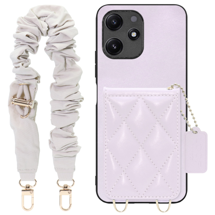 [ LOOF SWEET-SHELL SHUSHU ] Xiaomi Redmi 12 5G XIG03 Redmi12 5G スマホケース キルティング加工のカードケース付き シュシュストラップ付き マグネット内蔵 カード収納 本革 パステルカラー [ Xiaomi Redmi 12 5G ]