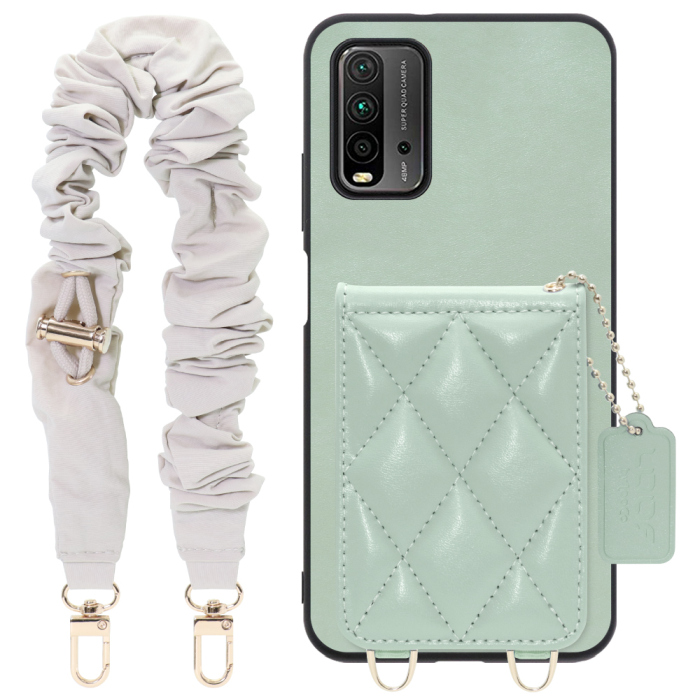 [ LOOF SWEET-SHELL SHUSHU ] Xiaomi Redmi 9T redmi9t スマホケース キルティング加工のカードケース付き シュシュストラップ付き マグネット内蔵 カード収納 本革 パステルカラー [ Redmi 9T ]