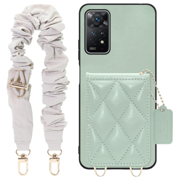 [ LOOF SWEET-SHELL SHUSHU ] Xiaomi Redmi Note 11 Pro 5G redminote11pro5g note11pro 11pro スマホケース キルティング加工のカードケース付き シュシュストラップ付き マグネット内蔵 カード収納 本革 パステルカラー [ Redmi Note 11 Pro 5G ]