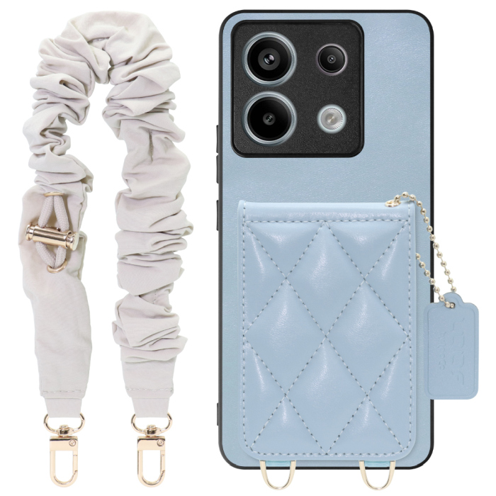 [ LOOF SWEET-SHELL SHUSHU ] Redmi Note 13 Pro 5G  スマホケース キルティング加工のカードケース付き シュシュストラップ付き マグネット内蔵 カード収納 本革 パステルカラー [ Redmi Note 13 Pro 5G ]