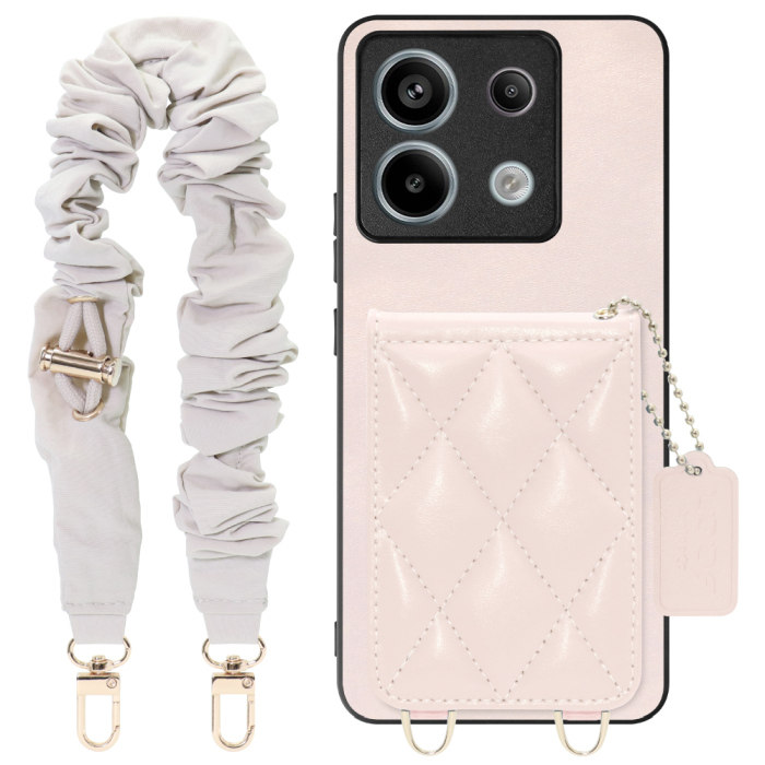 [ LOOF SWEET-SHELL SHUSHU ] Redmi Note 13 Pro 5G  スマホケース キルティング加工のカードケース付き シュシュストラップ付き マグネット内蔵 カード収納 本革 パステルカラー [ Redmi Note 13 Pro 5G ]