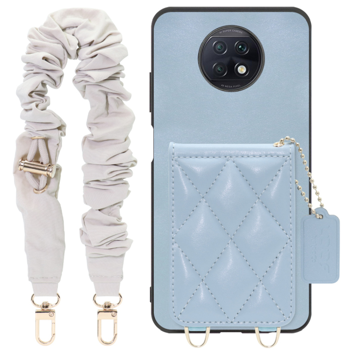 [ LOOF SWEET-SHELL SHUSHU ] Xiaomi Redmi Note 9T redminote9t redminote note9t スマホケース キルティング加工のカードケース付き シュシュストラップ付き マグネット内蔵 カード収納 本革 パステルカラー [ Redmi Note 9T ]