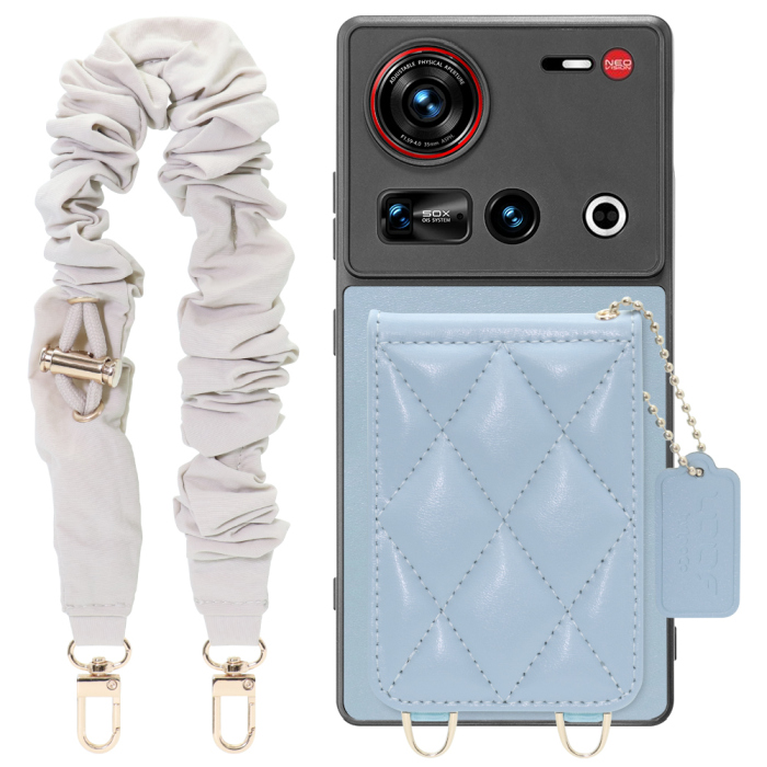 [ LOOF SWEET-SHELL SHUSHU ] nubia Z70 Ultra ZTE スマホケース キルティング加工のカードケース付き シュシュストラップ付き マグネット内蔵 カード収納 本革 パステルカラー [ nubia Z70 Ultra / Z70S Ultra ]