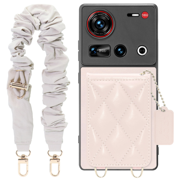 [ LOOF SWEET-SHELL SHUSHU ] nubia Z70 Ultra ZTE スマホケース キルティング加工のカードケース付き シュシュストラップ付き マグネット内蔵 カード収納 本革 パステルカラー [ nubia Z70 Ultra / Z70S Ultra ]