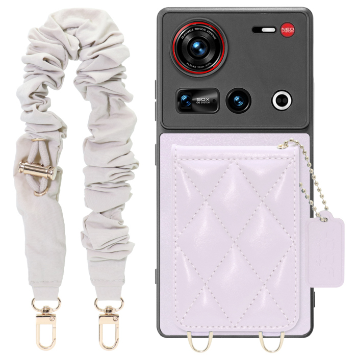 [ LOOF SWEET-SHELL SHUSHU ] nubia Z70 Ultra ZTE スマホケース キルティング加工のカードケース付き シュシュストラップ付き マグネット内蔵 カード収納 本革 パステルカラー [ nubia Z70 Ultra / Z70S Ultra ]