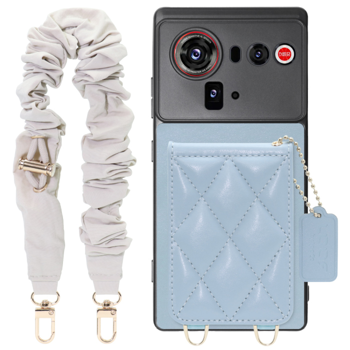 [ LOOF SWEET-SHELL SHUSHU ] nubia Z80 Ultra NX741J スマホケース キルティング加工のカードケース付き シュシュストラップ付き マグネット内蔵 カード収納 本革 パステルカラー [ nubia Z80 Ultra ]