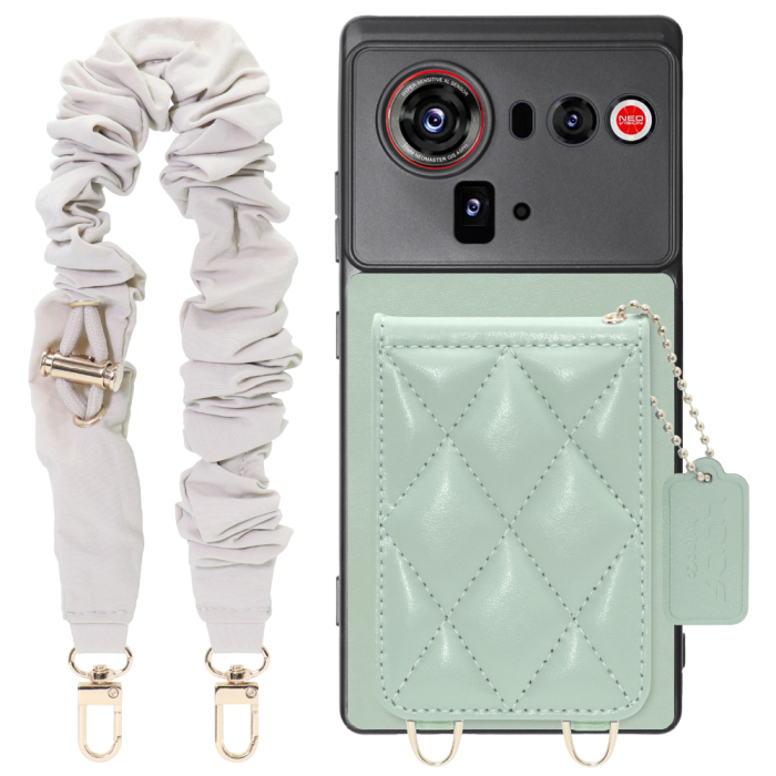 [ LOOF SWEET-SHELL SHUSHU ] nubia Z80 Ultra NX741J スマホケース キルティング加工のカードケース付き シュシュストラップ付き マグネット内蔵 カード収納 本革 パステルカラー [ nubia Z80 Ultra ]