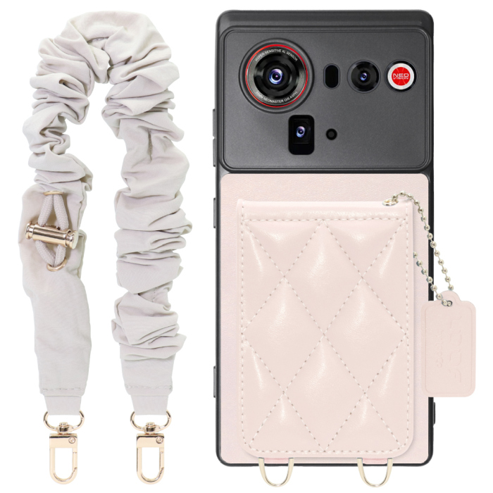 [ LOOF SWEET-SHELL SHUSHU ] nubia Z80 Ultra NX741J スマホケース キルティング加工のカードケース付き シュシュストラップ付き マグネット内蔵 カード収納 本革 パステルカラー [ nubia Z80 Ultra ]