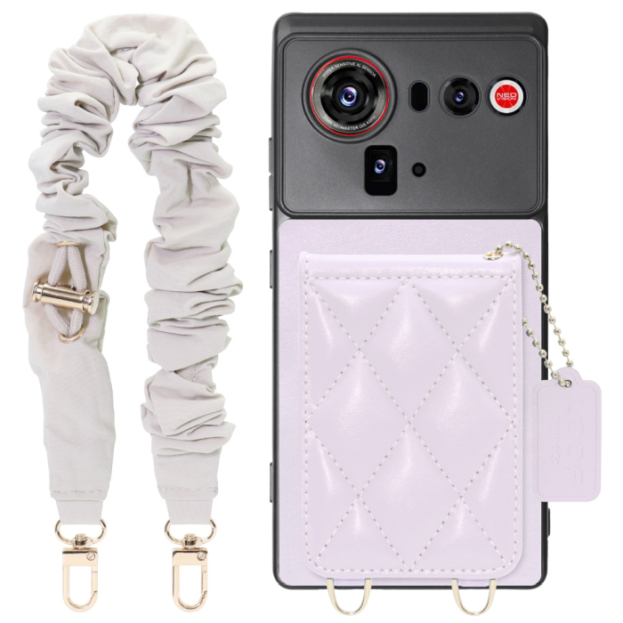 [ LOOF SWEET-SHELL SHUSHU ] nubia Z80 Ultra NX741J スマホケース キルティング加工のカードケース付き シュシュストラップ付き マグネット内蔵 カード収納 本革 パステルカラー [ nubia Z80 Ultra ]