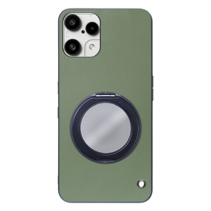 [ LOOF RING-SHELL (ミラー Ver.) ] Nothing Phone (3a) Lite  スマホケース 背面 ケース カバー ミラー付きスマホリング スタンド 本革 レザー 落下防止  [ Nothing Phone (3a) Lite ]