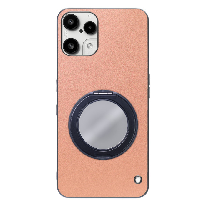 [ LOOF RING-SHELL (ミラー Ver.) ] Nothing Phone (3a) Lite  スマホケース 背面 ケース カバー ミラー付きスマホリング スタンド 本革 レザー 落下防止  [ Nothing Phone (3a) Lite ]