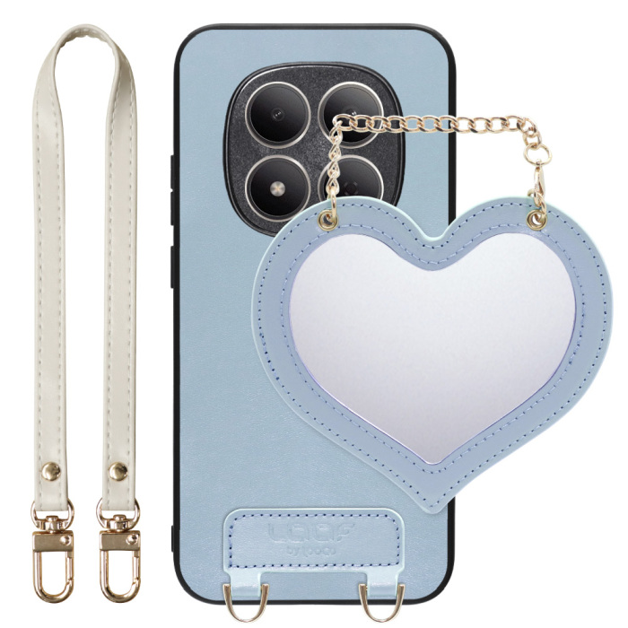 [ LOOF CHARM-SHELL ] REDMI Note 15 Pro 5G Xiaomi スマホケース  ハートのミラーチャーム付き シンプル 背面カバー スマホケース ストラップ付 本革 [ REDMI Note 15 Pro 5G ]